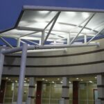 Fabric canopy at Johnson Memorial Greenwood intended to brighten patient’s spirits