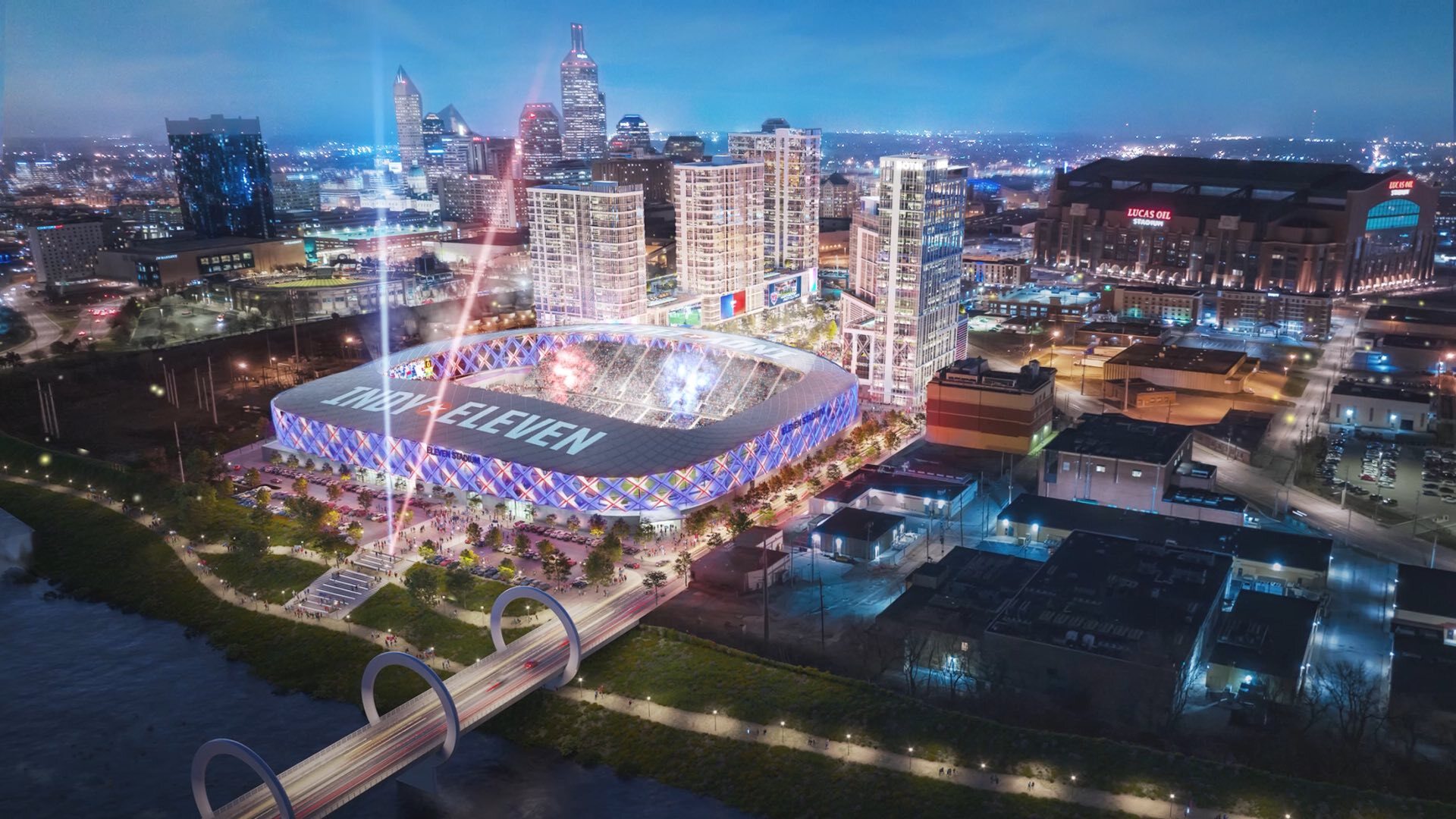 Indy Eleven and Keystone Group break ground on Eleven Park, a transformational riverfront development anchored by multi-purpose soccer stadium